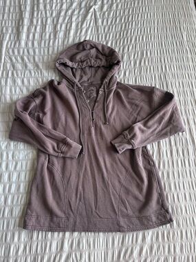 Aerie Brown Henley Pullover Oversized Hoodie w/ Buttons (XS)